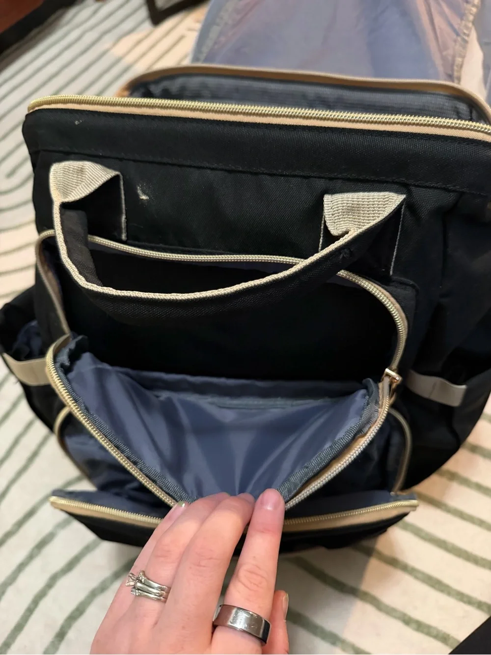 Bubblbay Diaper Bag Backpack with Fold-Out Bassinet/Diaper Changing Station